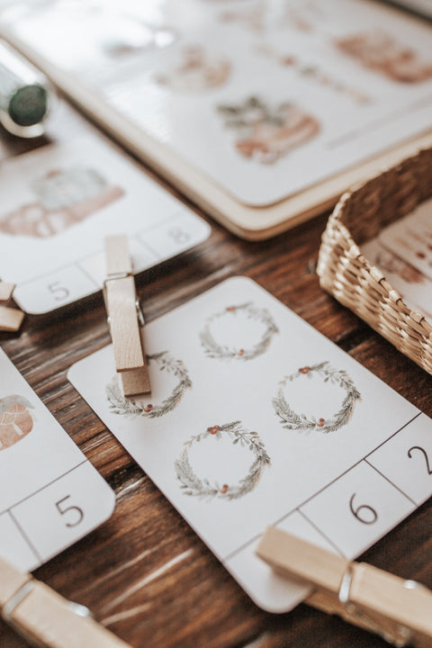 Christmas Count and Clip Cards + Matching Activity