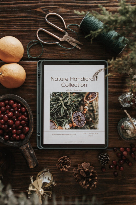 Image of ipad on table displaying nature handicraft ebook